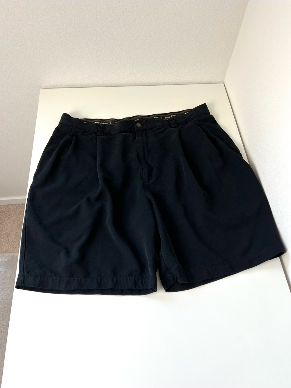 Tommy Bahama Silk Pleated Shorts Black Men's 38 Resort Luxury Relax Fit Resort